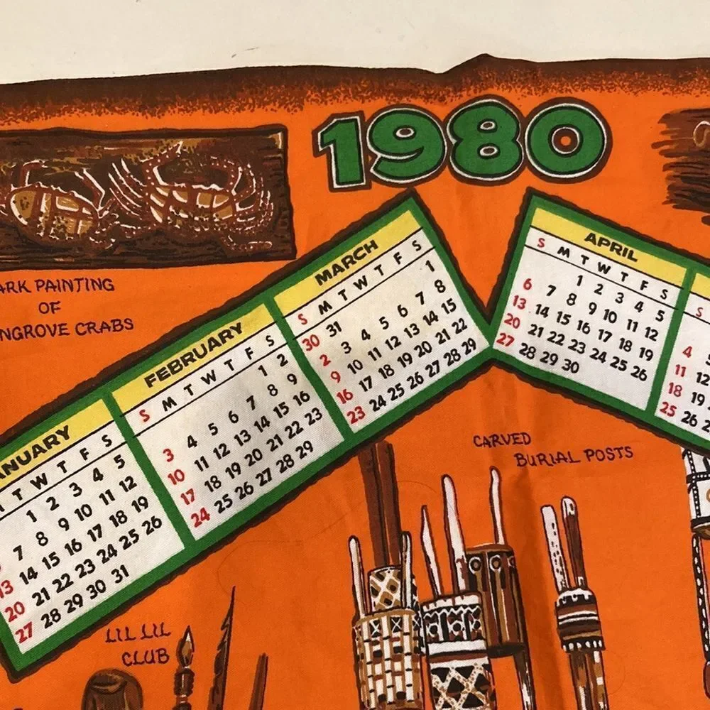 1980s vintage aboriginal art Australia, and then tea towel